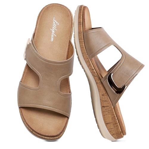 Littleplum Womens Sandals Arch Support Slides – Comfortable
