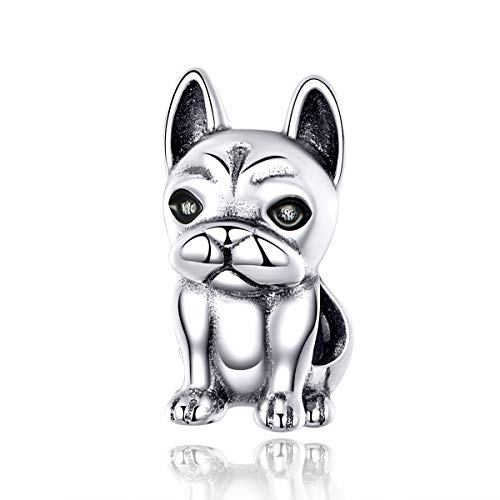 NewL - Braccialetto in argento Sterling 925 con ciondolo a forma di bulldog francese, in metallo