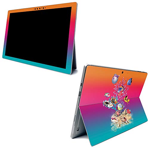 Image of MightySkins Carbon Fiber Skin for Microsoft Surface Pro 7 - Coral Garden | Textured Carbon Fiber Finish | Easy to Apply, Remove, and Change Styles | Made in The USA