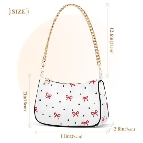 Clutch Shoulder Bags Tote Evening Purse Handbags for Women Red Bow Polka Dot Hobo Bags with Zipper Closure3