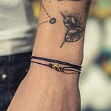 Adjustable Wrap Surfer Bracelet Women & Men - Thin String Bracelet with Snap Hook - Nautical Maritime Beach Jewelry - Handmade & Waterproof - Birthday Gift for Him (Blue Gold)