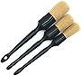 TRNOI Car Brushes for Detailing 3pcs,Car Detail Brush Set,Perfect for Washing Emblems/Wheels/Interior/Upholstery/Air Vents,Car Interior Cleaning Kit(Black,3PCS)