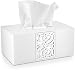 DWELLZA Decorative White Tissue Box Cover Rectangular (10.25" x 5.9" x 4.53") - Mirror Janette Collection - Bath Tissues Paper Napkin Holder- Resin Rectangle Napkins Container