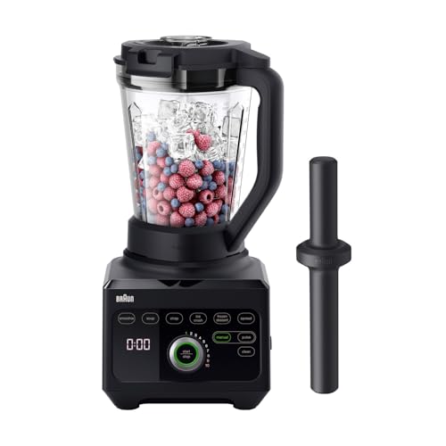 Braun PowerBlend 9 JB9040BK Hochleistungs-Standmixer mit 1600 Watt Motor, 2 l Tritan-Behälter, 18 Programme, 10 Geschwindigkeiten, Schwarz
