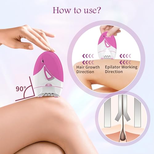 Image of Epilator for Women, Smooth Glide Facial Hair Remover with 2 Speed & LED Light, Rechargeable Cordless Electric Epilator for Face, Bikini, Underarms, Arms, and Legs, Painless & Portable