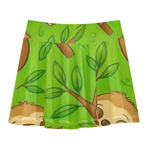 Cute Cartoon Sloths Green Athletic Shorts Girls Skorts Kids Tennis Skirts Cheer School Skirt 3t2