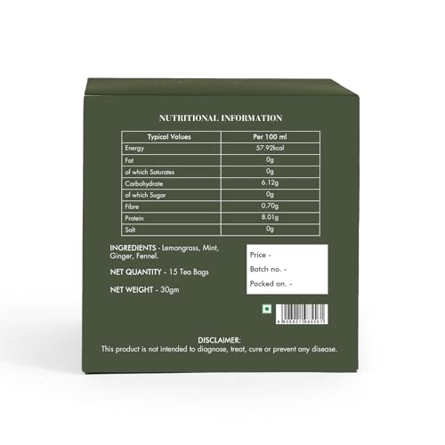 Image of Celeste Detox, Ginger Mint Tea with Lemongrass & Fennel | 15 Pyramid Herbal Tea Bags | 100% Natural Ingredients