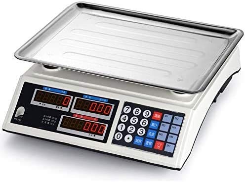 KLLJHB Báscula electrónica 30kg/1g báscula de pesaje de Alta precisión báscula de Precio Comercial de Acero Inoxidable báscula de Alimentos Pantalla LCD