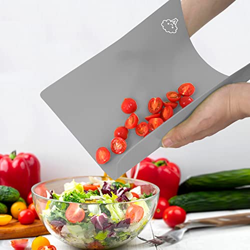 Zvp Plastic Cutting Boards, Flexible Cutting Mats For Cooking, Cutting Boards For Kitchen Dishwasher Safe, Food Icons, Anti-Slip, Bpa Free, Gradient Grey Set Of 5, 15X12In #TOP3
