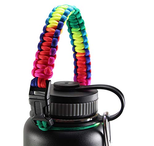 GALAXTEK Paracord Handle for Hydro Flask, Iron Flask, Simple Modern, Secure Carrier, for 12oz to 64oz Wide Mouth Stainless Steel Water Bottles, Easy to Carry Accessory (Colorful)