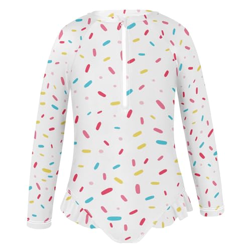 Image of CaTaKu Girls Rash Guard Swimsuit Long Sleeve One Piece Bathing Suit UPF 50+ Toddler Kids Zipper Ruffle Swimwear 3-12Y