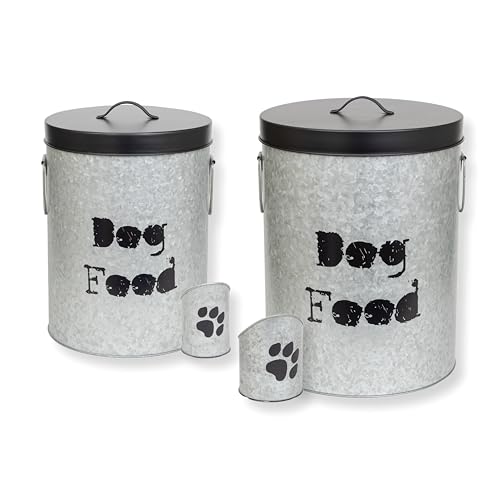 The PetSteel Large & Medium Combo Dog 60lb & 40lb Pet Food Storage Canister with Scoop &ndash; Durable & Airtight for Freshnesss, Minimalist Design & Recyclable, Large Metal Container