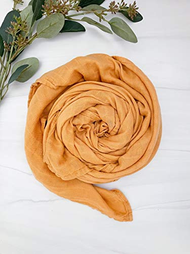 Image of Premium Swaddle Blanket by BWD - 70% Viscose & 30% Organic Cotton, 47x47 Inches - Neutral Baby Swaddle Set for Newborns and Infants (Mustard)