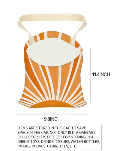 Image of Car Garbage Can, Car Trash Bag, Car Garbage Bag, Hanging Car Trash Can for Car Accessories, Vehicle, Travelling, Camping, Cute Car Back Seat Organizer, Retro Sun Design