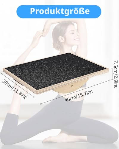 Zofory Rutschfestes Balance Board, Balance Board aus Holz für Erwachsene, Gleichgewichtstrainer für das Training der Rumpfmuskulatur, Stabilitätstraining und Dehnübungen für die Beine