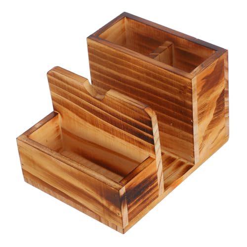 GLEAVI Caja De Almacenamiento De Cubiertos Dispensador Caja De Tarro De Especias Accesorio Estante Para Tarros De Condimentos Estuche Para Especias Caso Madera Brown
