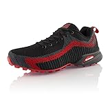 Fusskleidung® Herren Laufschuhe atmungsaktive Runners leichte Trekkingschuhe Schwarz Rot EU 43