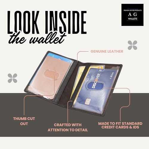 Image of AG Wallets 2 ID Window Bifold Wallet for Men - Slim Leather ID Holder with Dual ID Display, Compact Card & License Holder (Brown)