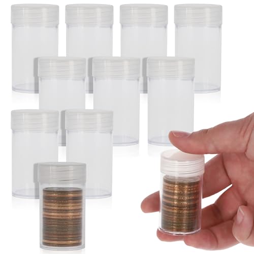 BCW Small Dollar Coin Tubes - 10 Count | Holds Sacagawea, Presidential & Susan B. Anthony Coins | Secure Plastic Coin Holders for Collectors & Storage | Durable Coin Collecting Supplies