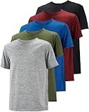 WHITE PEAK TRADING COMPANY 5 Pack Mens Workout T-Shirts Quick-Drying Athletic Short Sleeve Crew Neck Running Gym Tee Tops