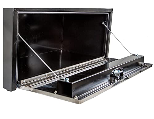Image of Buyers Products 1702700 Black Steel Underbody Truck Box With Silver Polished Stainless Steel Door, 18 x 18 x 24 Inch, Made In The USA, Truck Tool Box Organizer With Storage, Job Box For Work Truck