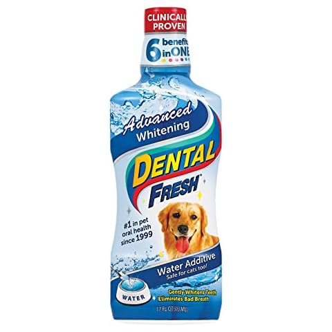 Dental Fresh Advanced Whitening Water Additive, 17oz – Dog Breath Freshener Formula to Hep Overall Dog Dental Care and Brighten Teeth Cover