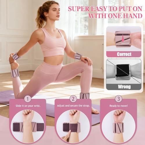 Image of BECOJADDE Ankle Weights Set of 2 (1 lb /2 lb /3 lb Each) Adjustable Wrist Weights for Women Men Wearable Arm Leg Weight for Pilates, Running, Walking, Workout, Yoga