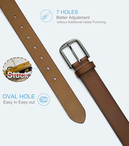 Image of CHAOREN Mens Belts Leather - 35mm Genuine Leather Belt for Jeans - Men Gift for Casual Dress - Color Blue Size 34