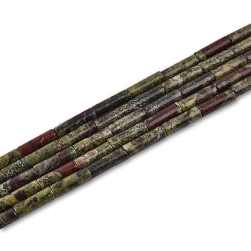 Natural Dragon Blood Jasper Tube Cylinder 4x13mm 28pcs Stone Semi Precious Gemstone Loose Beads 15 inch