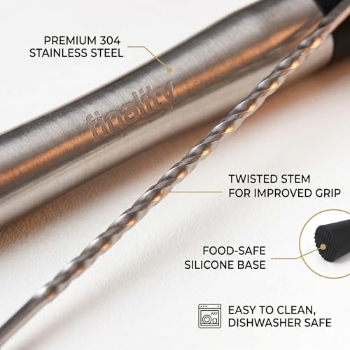 Image of finality Mojito Muddler Bar Tool Set, 3 PCS Cocktail Set Mixing Tools Stainless Steel Cocktail Muddler with Cocktail Spoon Long Handle and Jigger for Mojitos Fruit Drinks (Stirrer Spoon Set)