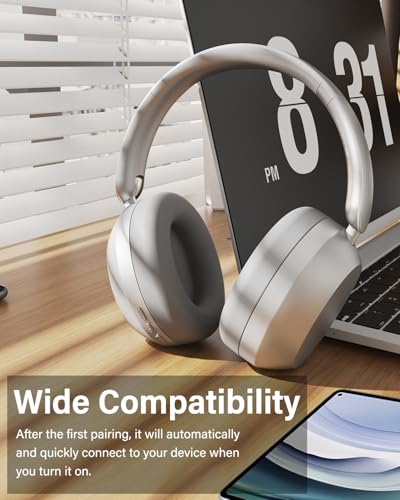 Image of Wentronic Y05 Wireless Bluetooth Headphone, Noise Cancelling, Sliver