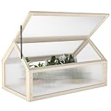 Outsunny Frühbeet aus Holz Mini Gewächshaus 90 x 52 x 49,5 cm Naturholz