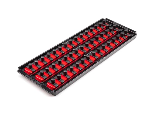 TEKTON 3/8 Inch Drive 3-Rail Socket Organizer Set, Red (45-Tool) | OST16145 | Made in USA