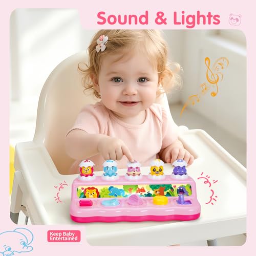 Image of FS Montessori Pop Up Toy for Babies 9-12-18 Months - Quiet Mode Cause and Effect Toys for 1 Year Old Boy Girl - Fine Motor Skills Sensory Infant Toy - Travel Friendly First Birthday Gift