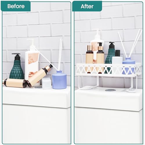 BELLE VOUS White Over The Toilet Storage Shelf - Stainless Steel Bathroom Organizer Rack - No Drilling Space Saving Shelf for Toiletries, Toilet Roll, Cosmetics & Accessories - Cosy Home Interiors BELLE VOUS White Over The Toilet Storage Shelf - Stainless Steel Bathroom Organizer Rack - No Drilling Space Saving Shelf for Toiletries, Toilet Roll, Cosmetics & Accessories - Image 5