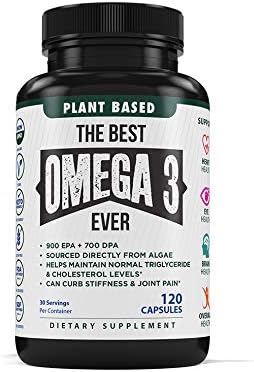 The Very Best Vegan Omega 3 Supplement - 120 Capsules - Vegan Algae Omega 3 Vegetarian Supplement - Plant Based Fish Oil Alternative - Vegan EPA DHA Supplement - Made in The USA - Heart Stress Relief