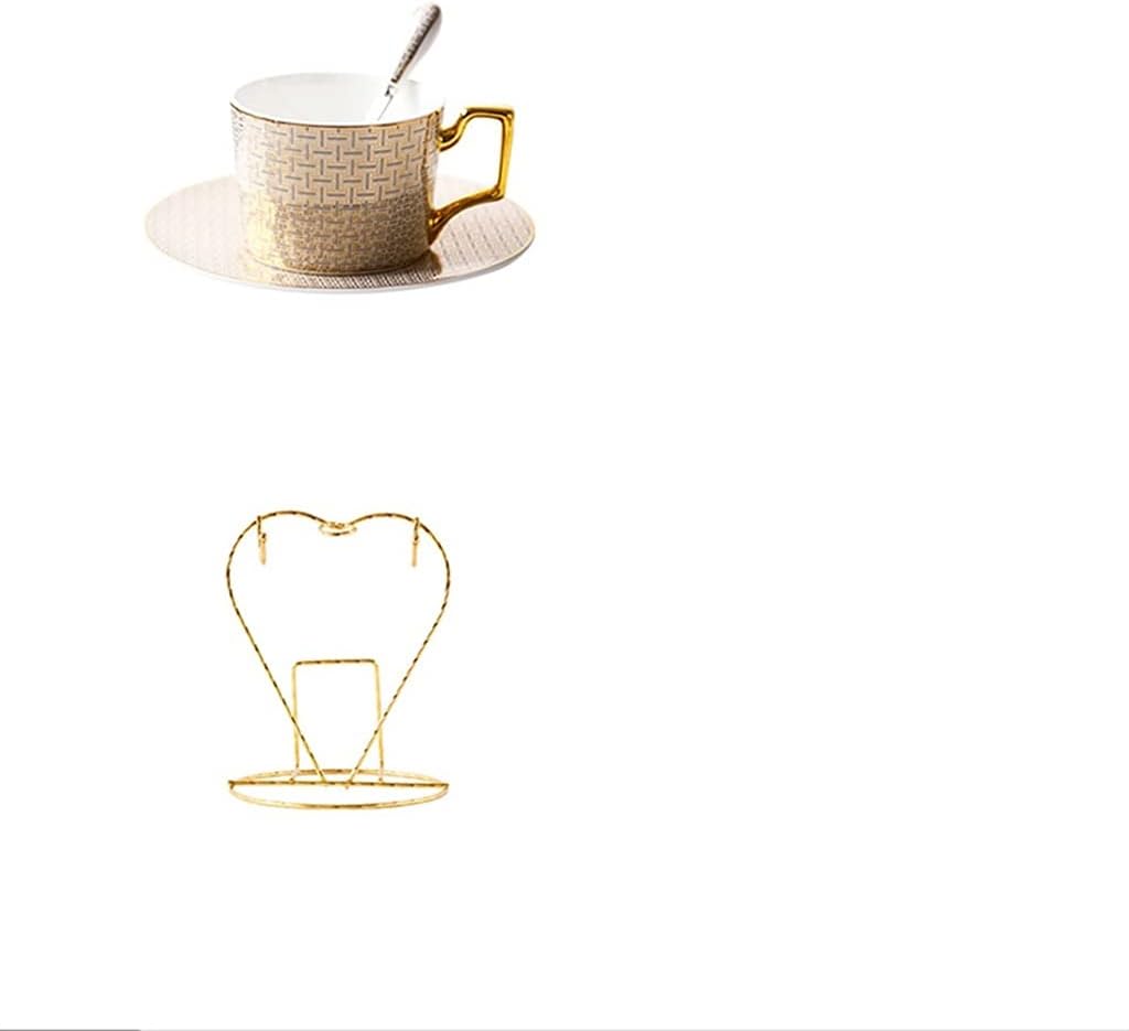 Tea Cup Set Porcelain Tea Cup Set Coffee Cups with Saucers and Metal Stand Set 7 Oz Royal Cappuccino Cups(White Gold 4 pcs) (White Gold 2 pcs)