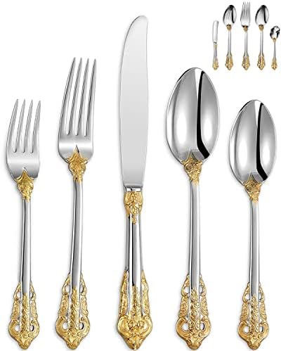 KEAWELL Luxury 45 Pieces 18/10 Stainless Steel Flatware set, Service ...