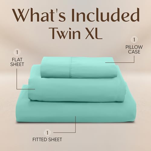 Image of Utopia Bedding Twin XL Sheet Set - 3 Piece Bed Sheets for Twin XL Size Bed, Soft and Breathable Microfiber, Includes 1 Fitted Sheet, 1 Flat Sheet and 1 Pillowcase (Spa Blue)