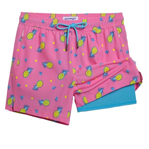 Image of maamgic 5inch Mens Swim Trunks with Compression Liner 2-in-1 Swimming Shorts Stretch Quick Dry with Zipper Pockets