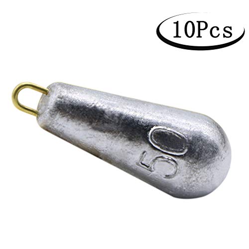 CZ-XING 10 piezas de aparejos de pesca  pesas de mar pesas de pesca Plumb pesas utilizadas para pesca costera Surf Ferry Sea Fishing, Water droplets -50g