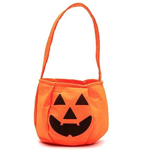 Zhzrche Pumpkin Candy Bags Halloween Pumpkin Trick or Treat Candy Bags Non Woven Candy Tote Bucket Halloween Favors Party Supplies for Kids Costume Party