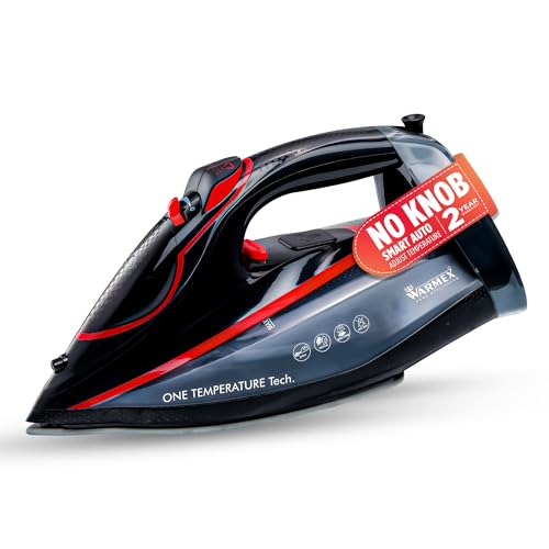 Warmex 2200W No knob Steam Cloth Iron with Temperature Control | Heavy Duty Press Ironing Clothes for