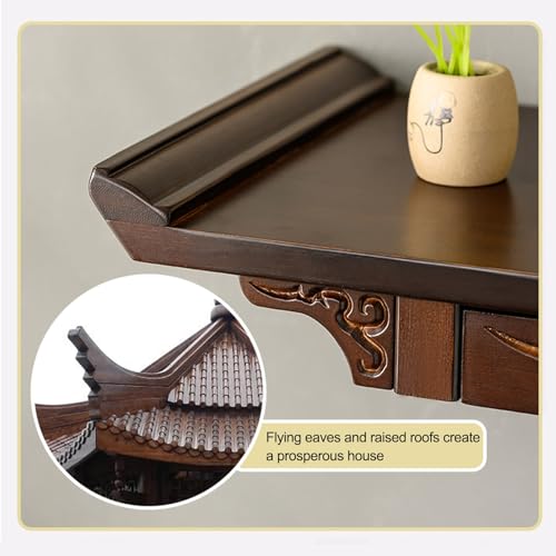 Étagère de prière pour petits espaces et table de méditation murale en bois massif 60cm