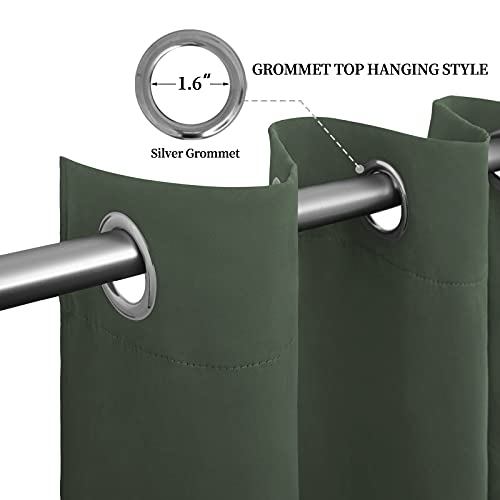 Image of Easy-Going Blackout Curtains for Bedroom, Solid Thermal Insulated Grommet and Noise Reduction Window Drapes, Room Darkening Curtains for Living Room, 2 Panels (52x63 in,Greyish Green)