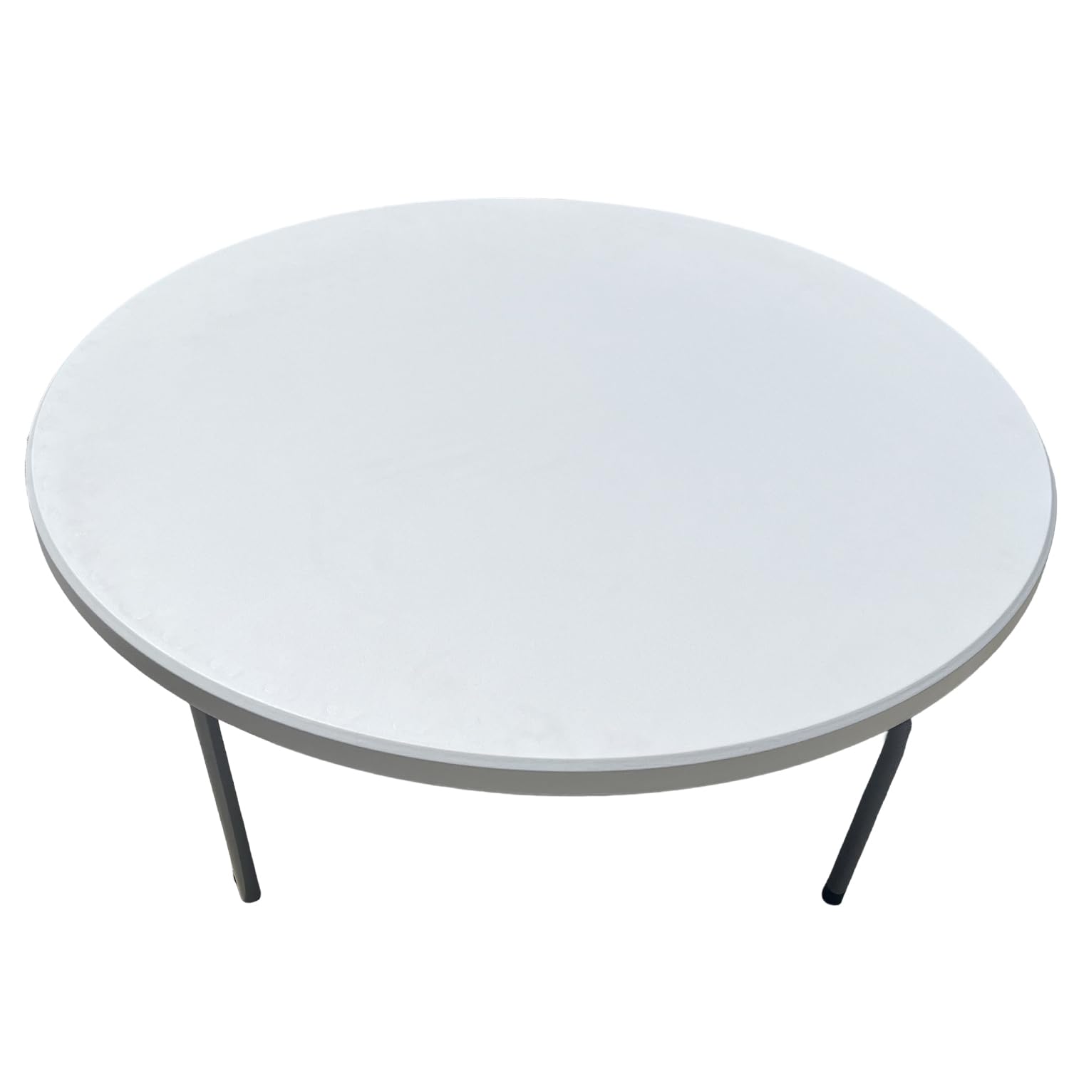 Marvin Tavolo Rotondo Salvaspazio Bivacco Diametro 150 Cm con Gambe Pieghevoli in Acciaio e Top Bianco per Campeggio Feste Giardino Catering (Diametro 150cm)