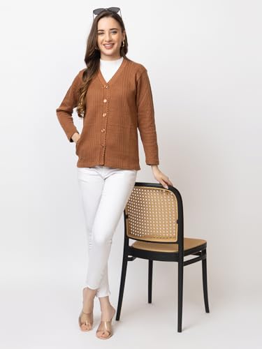 Image of Women's Warm Woolen Cardigan - Stylish Full Sleeve Knitwear for Winter, Cozy & Elegant Sweater