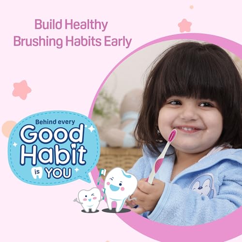 Image of Pigeon Kids Toothbrush (Pink) for 2-6 Years | Soft Bristles for Gentle Cleaning | Easy Grip Handle | Daily Oral Care for Children