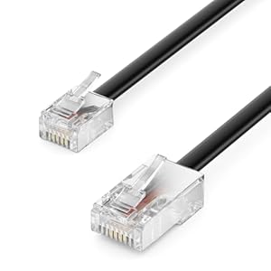 deleyCON 15m Telefonkabel RJ11 auf RJ45 Modularkabel Flachkabel RJ11 Stecker zu RJ45 Netzwerk Stecker Telefondose Modem Router Fax ISDN DSL VDSL Internet Schwarz