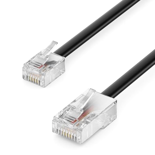 deleyCON 3,0m Telefonkabel RJ11 auf RJ45 Modularkabel Flachkabel RJ11 Stecker zu RJ45 Netzwerk Stecker Telefondose Modem Router Fax ISDN DSL VDSL Internet Schwarz